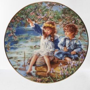 Sandra Kuck Collectors Plate - "Patience" - Hearts and Flowers